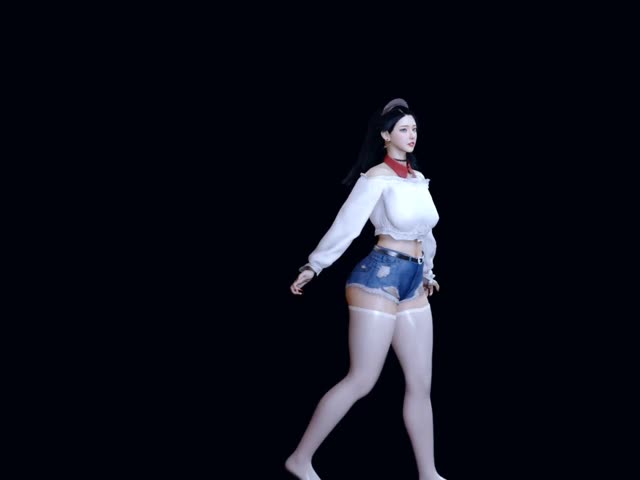 VAM牛仔裤白衣3D美女性感MMD短舞