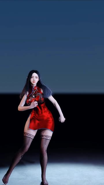 VAM红色旗袍丰满肥臀3D美女性感MMD短舞
